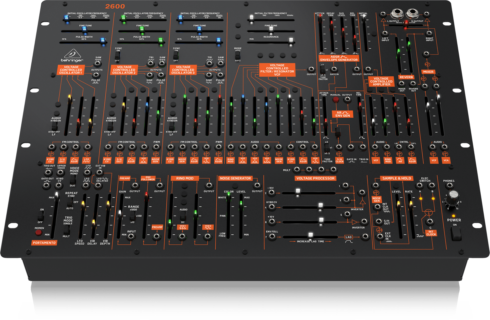 Behringer 2600 Semi-Modular Analog Synthesizer with 3 VCOs and Multi-Mode VCF in 8U Rack-Mount Format
