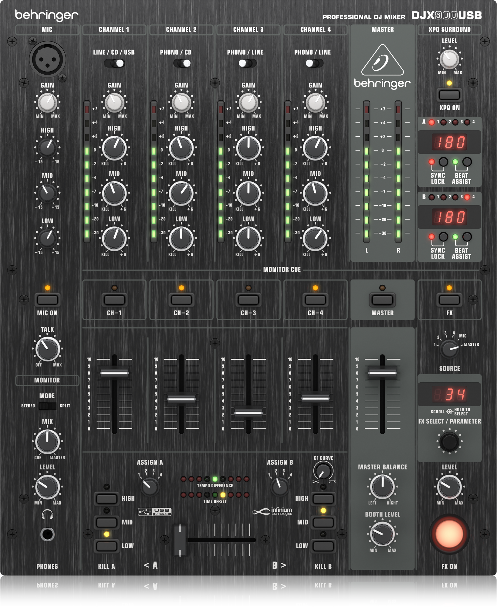 Behringer DJX900USB Professional 5 Channel DJ Mixer with INFINIUM 'Contact-Free'
