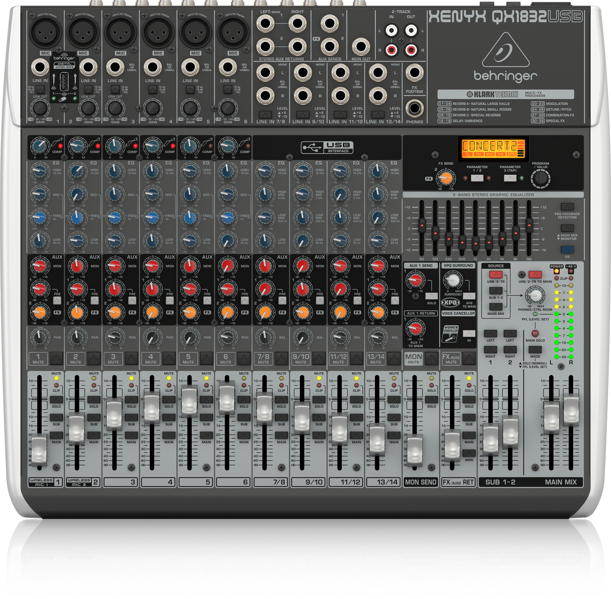Behringer QX1832USB Premium 18-Input 3/2-Bus Mixer with XENYX Mic Preamps