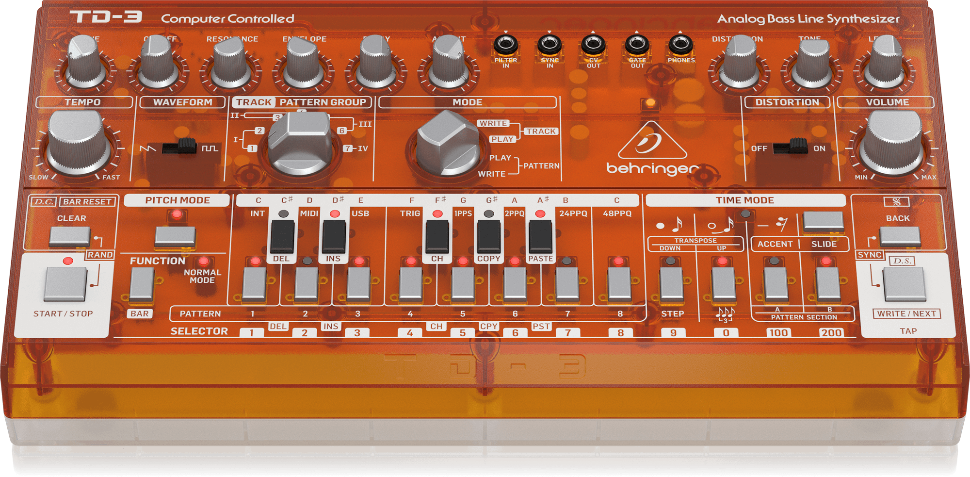 Behringer TD-3-TG Analog Bass Line Synthesizer with VCO, VCF, 16-Step Sequencer, Distortion Effects and 16-Voice Poly Chain