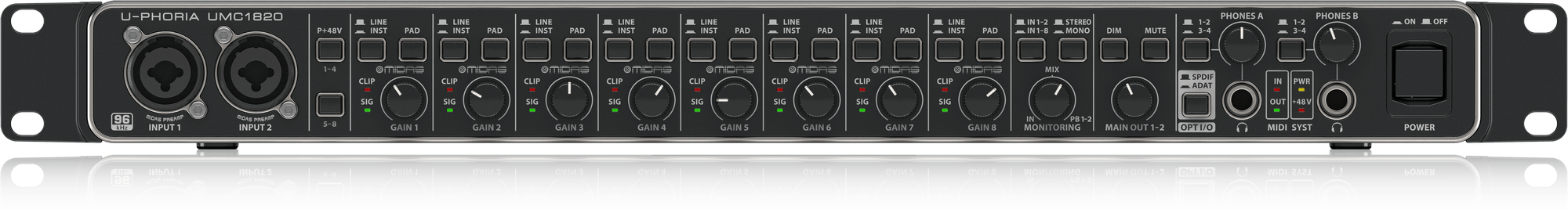 Behringer UMC1820 Audiophile 18x20, 24-Bit/96 kHz USB Audio/MIDI Interface