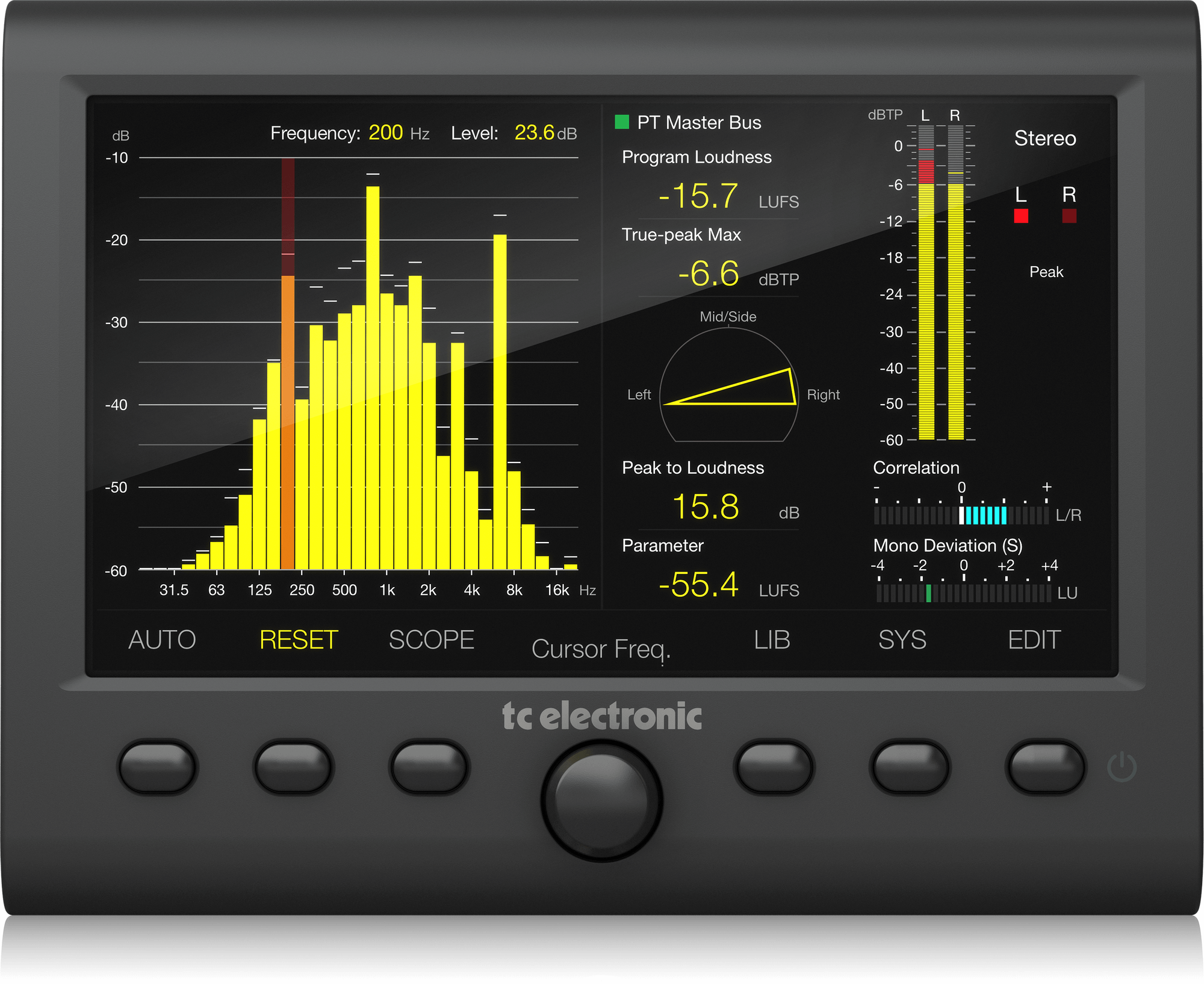 Tc Electronic CLARITY M STEREO Stereo Audio Meter with 7\ High-Resolution Display and USB Connection for Plug-In Metering"