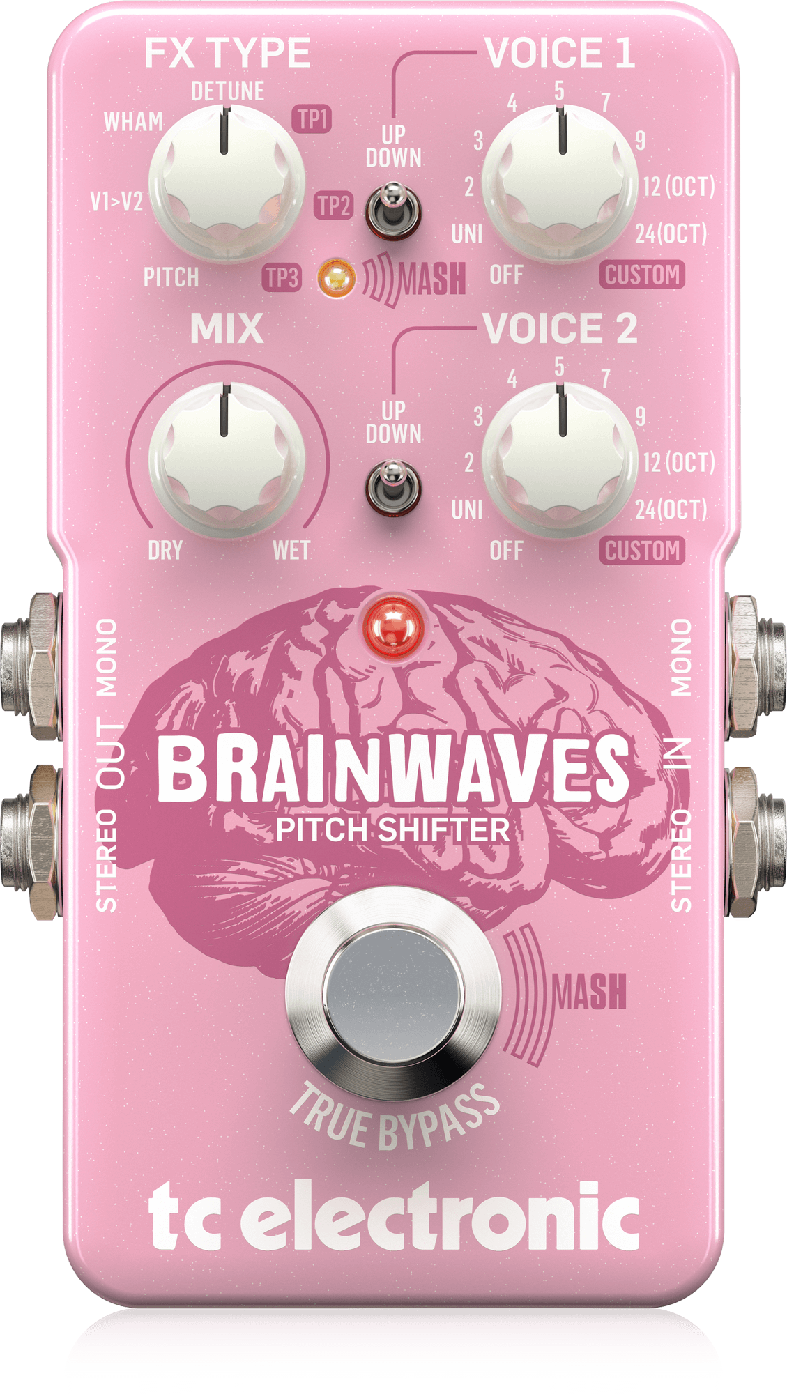 TC Electronic BRAINWAVES PITCH SHIFTER Exceptional Pitch Shifter with Studio-Grade Algorithms, 4 Octave Dual Voices and Groundbreaking MASH Footswitch