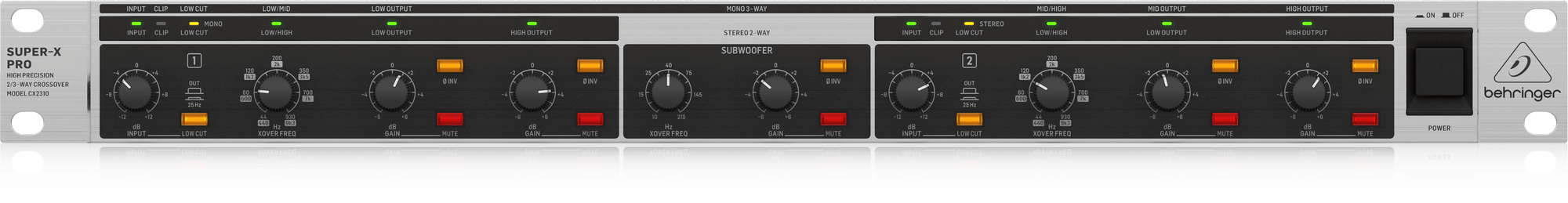 Behringer CX2310 V2 High-Precision Stereo 2-Way/Mono 3-Way Crossover with Subwoofer Output